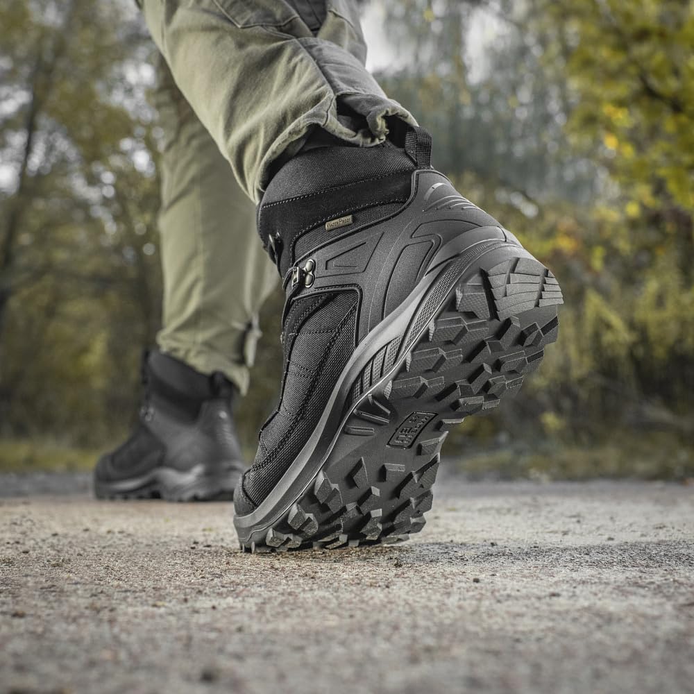 M-Tac Buty Taktyczne Trekkingowe Jesienno-Zimowe Wodoodporne (5, Black, 44, Unijne rozmiary obuwia, Dla dorosłych, Alpha, Średnia, Średnia)