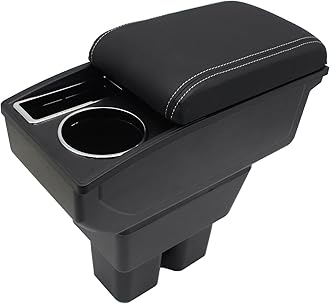 YJYWZH Car Armrest Box for Suzuki Jimny 2018-2024 Auto Accessories Center Console Leather Arm Rest Double-Layer Storage Space with Cup Holder (White Thread)