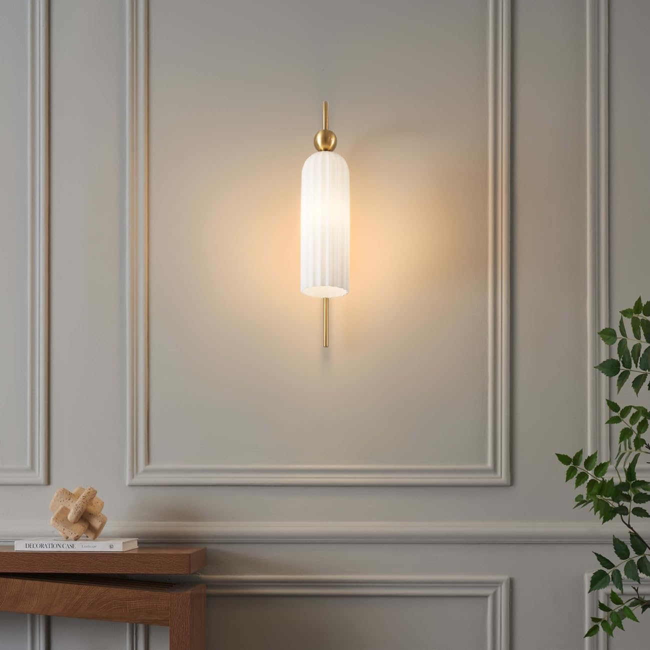 KOSILUM Leonora - Aplique campana dorada de cristal opal texturizado - Luz blanca cálida iluminación salón dormitorio cocina pasillo - 1 x max 40 W - E14 - IP20