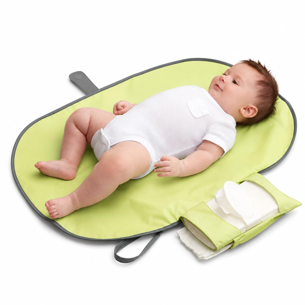 Babies Bloom Baby Diaper Changing Clutch Matt, Waterproof Portable Baby Diaper Changing Station (Mommy Clutch Bag) (Green/Yellow)-image-45