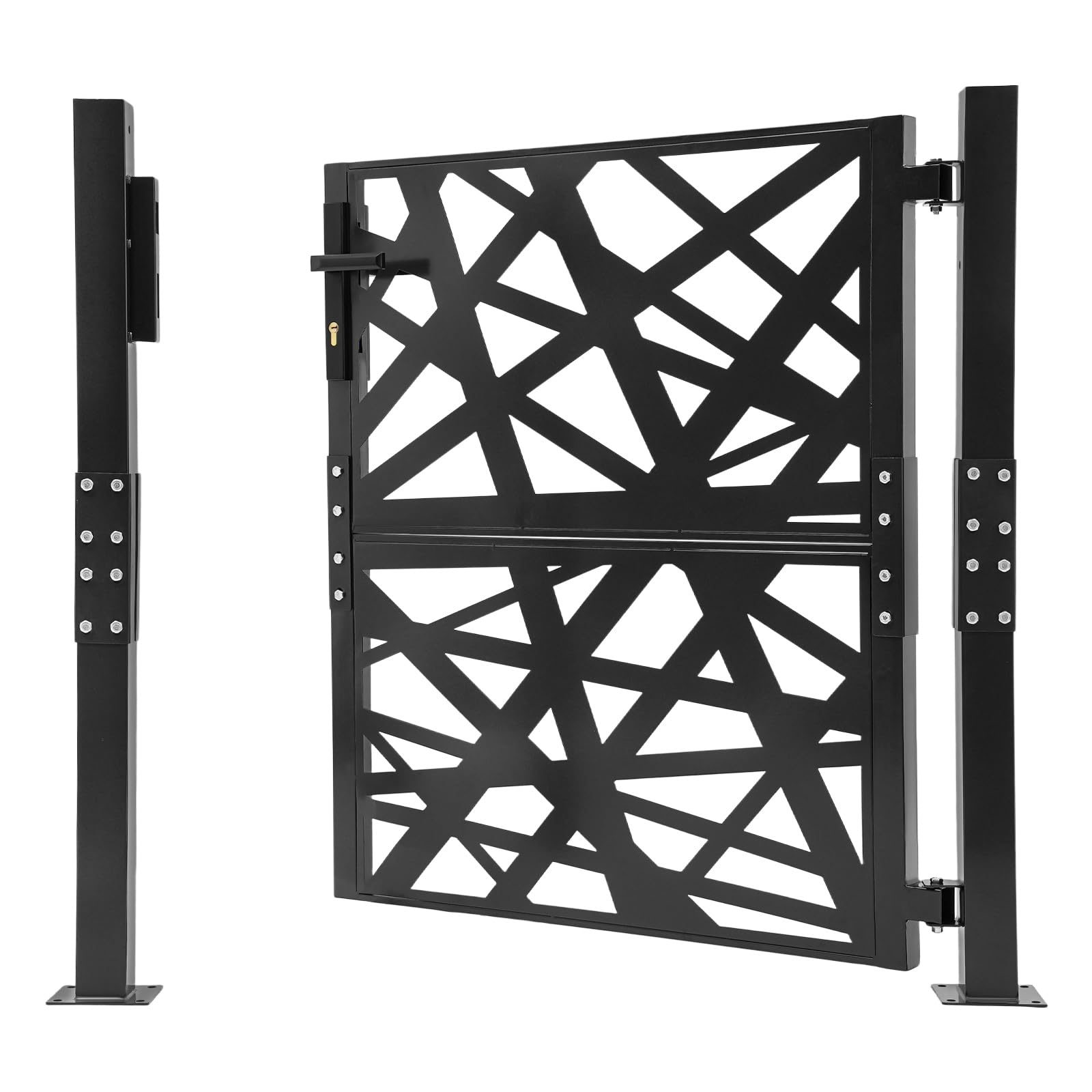 Cancello da giardino in metallo, 105x100 cm, cancello da giardino con serratura, recinzione in acciaio per giardino terrazza, cancello per recinzione, cancello per esterni, cancello in ferro, cancello