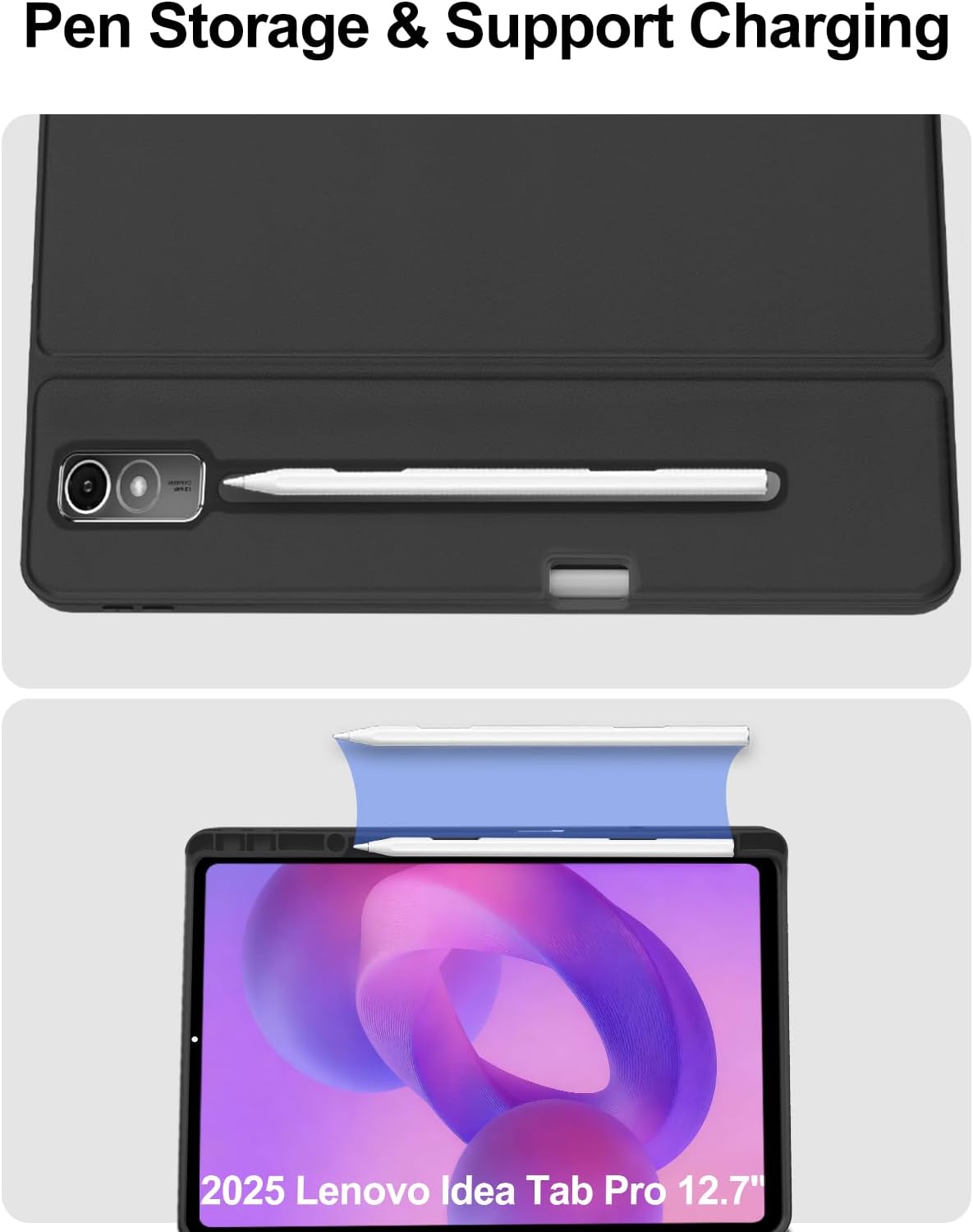 Keyboard Case for Lenovo Idea Tab Pro 12.7'' 2025, Protector Cover Case for Idea Tab Pro 12.7inch Keypad with Pen Holder for Lenovo 2025 Tablet Wireless Keyboard Folio, Adjustable View Angles, Black