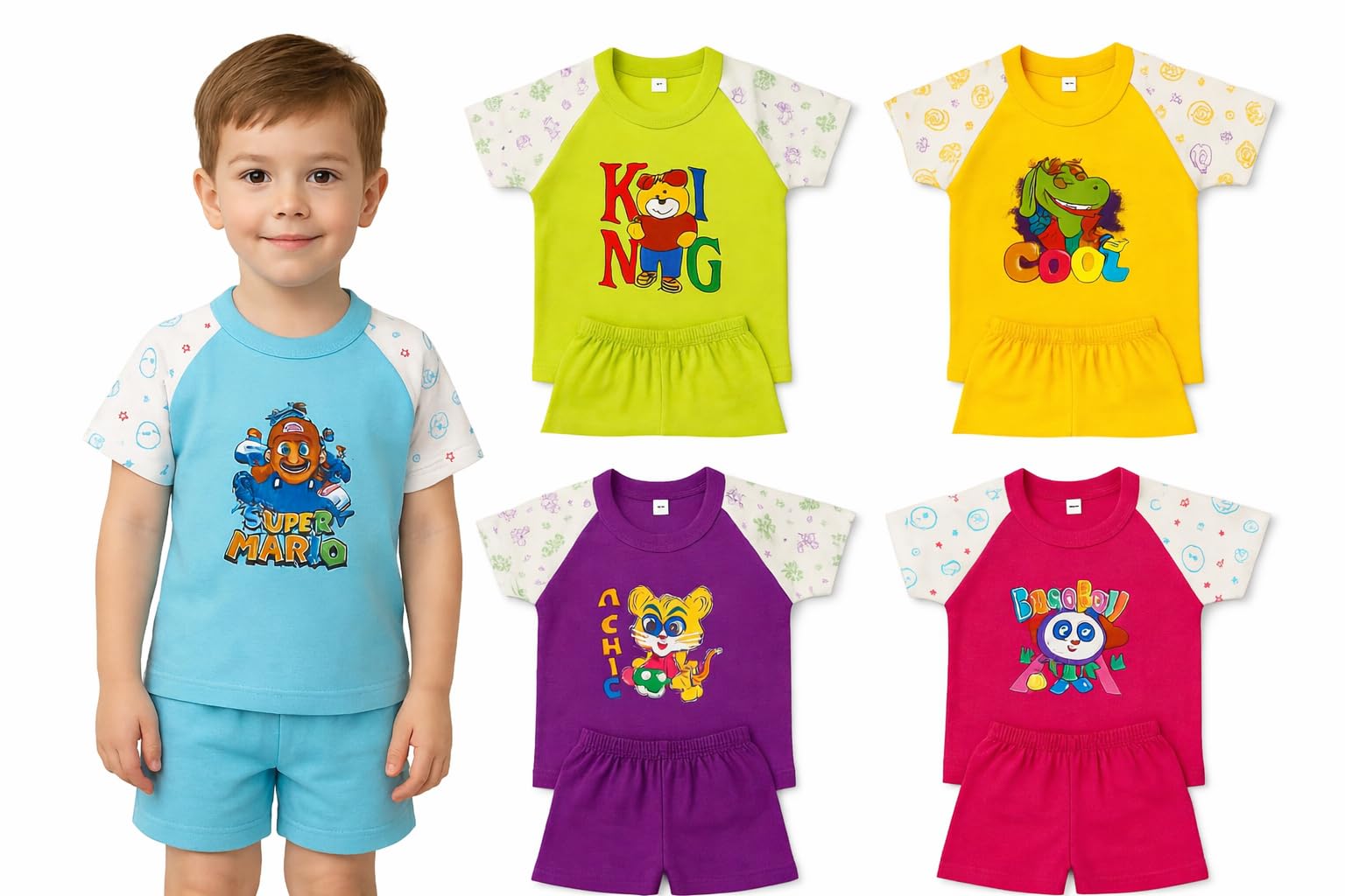 Kids Printed Cotton T-Shirt & Shorts 5 Combo Set-image-42