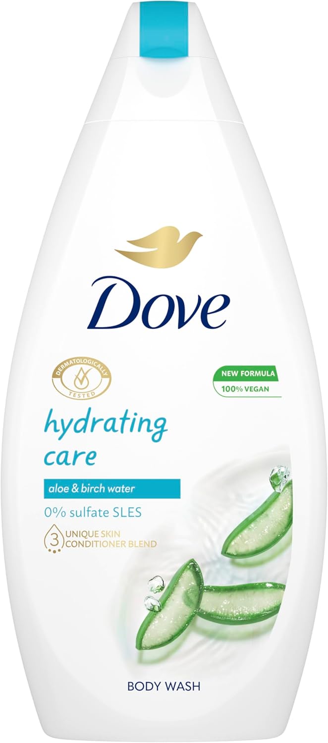 Dove Hydrating Care Body Wash with aloe vera and birch water for soothed and replenished skin