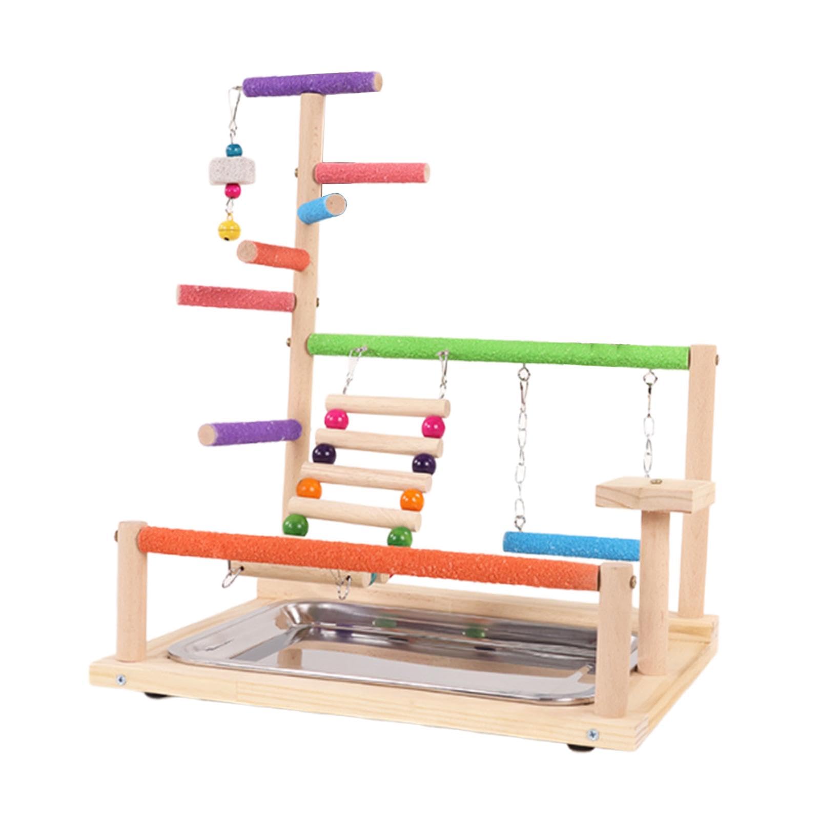 F Fityle Puesto de Juegos para Loros, Parque Infantil para pájaros, Percha de Madera, Gimnasio, Parque Infantil, Soporte de Percha de Madera para cacatúas,