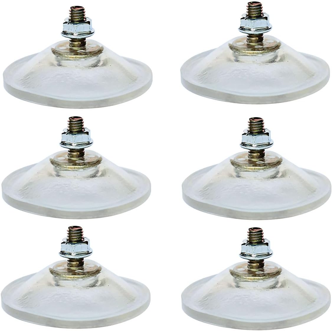 6 Pcs Extra Strong Suction Cups with Clear PVC Pads, M6 x 14 Thread Screws, Thickened Adhesive Glass Holders for Secure Mounting and Heavy-Duty Use (White)