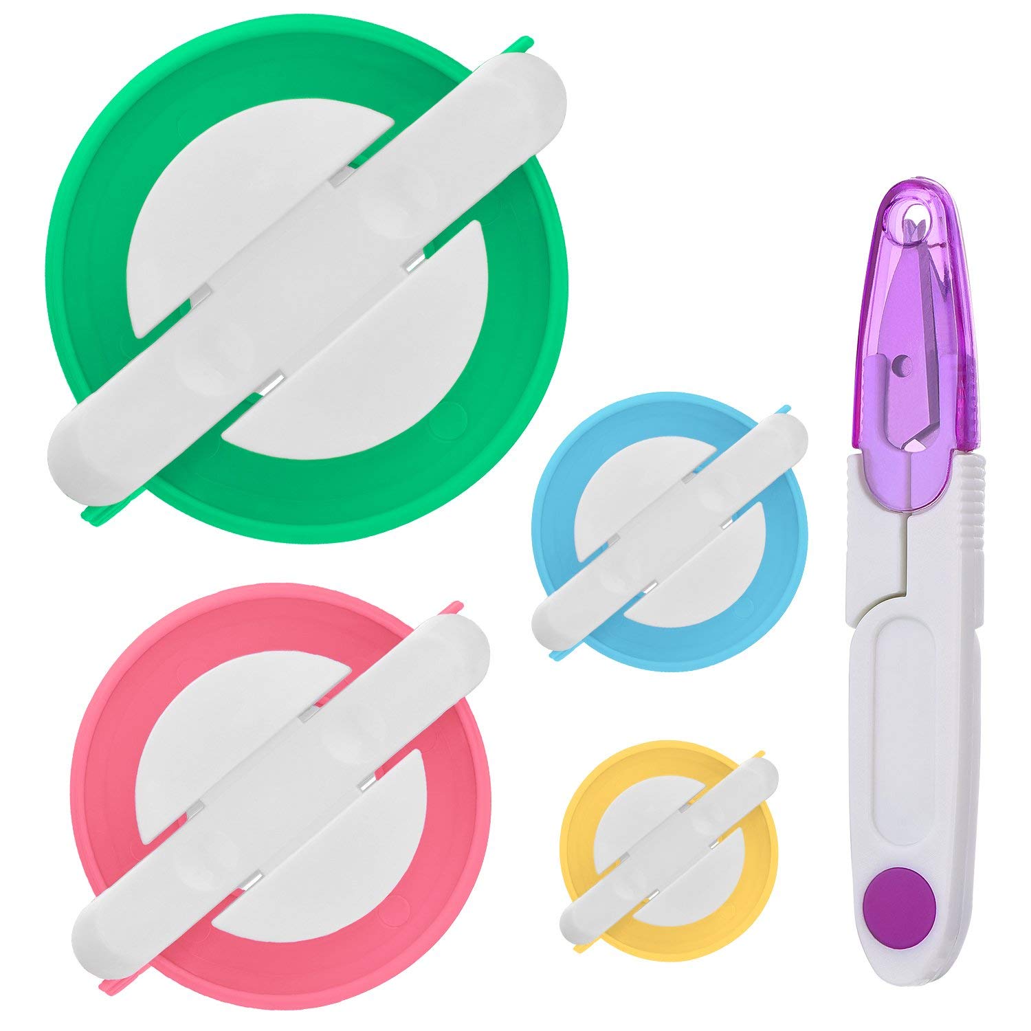 NICO SEE WONDER Pom-pom Maker, 4 Different Sizes Pompom Maker Fluff Ball Weaver Needle Craft DIY Wool Knitting Craft Knitting Wool Tool Kit with Thread Cutter Scissors