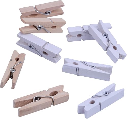 Miniatura 10 de 50 pinzas pequeñas de madera rosa para fotos, pinzas de papel de madera, clips de manualidades para colgar en la pared, fotos, ropa, artículos de