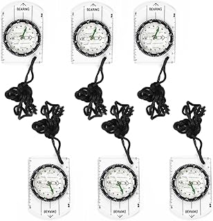 6 pcs Orienteering Compass, BOSOIRSOU Hiking Backpacking Compass Scout Compass Map Compass Outdoor Waterproof Compass for Kids Camping Trip Travelling