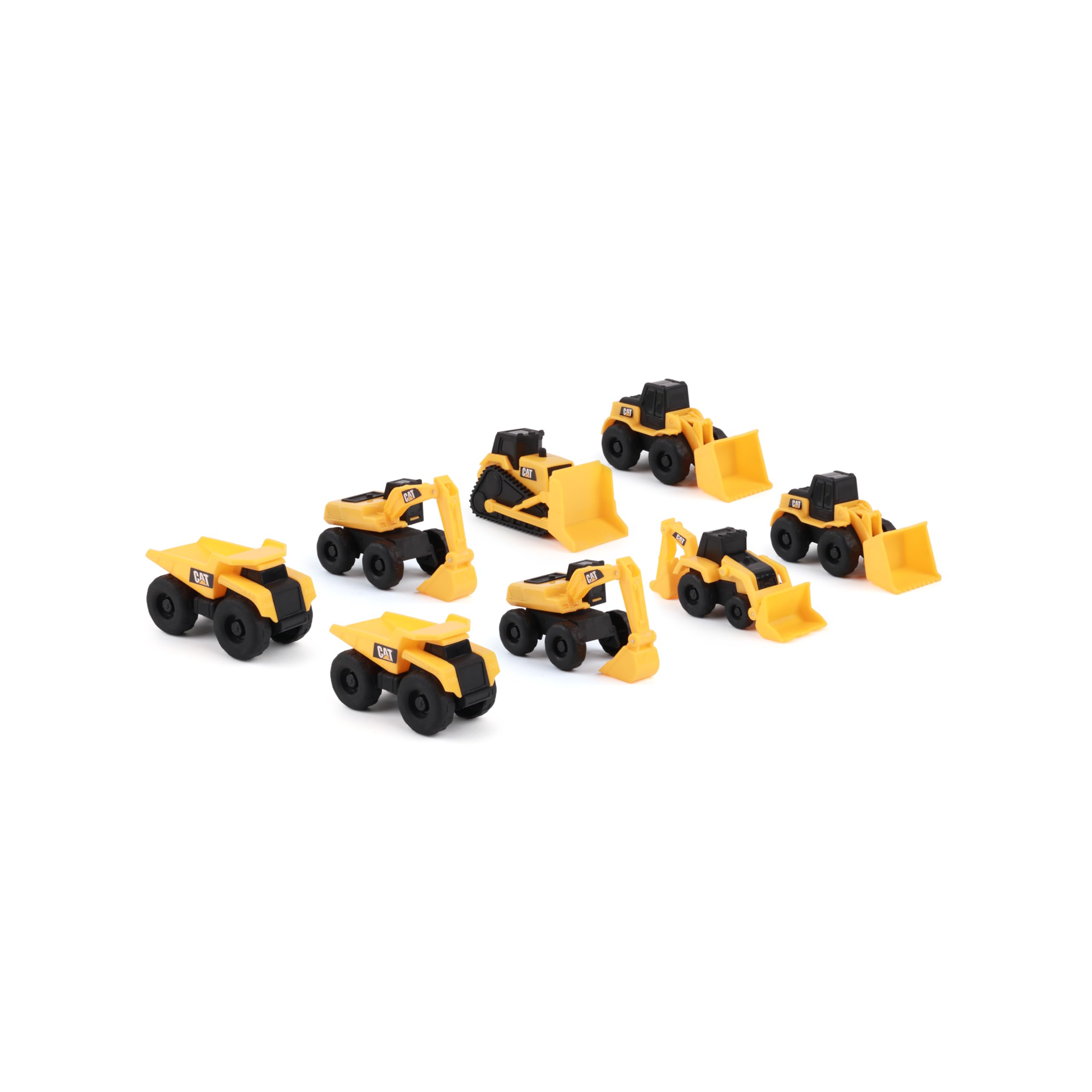CatToysOfficial | Máquinas y Camiones de Juguete para Niños |8 Piezas – 2 Camión Volquete, 2 Pala Cargadora, Excavadora, Retroexcavadora, Bulldozer, | Juguetes Niños 3 Años o Más