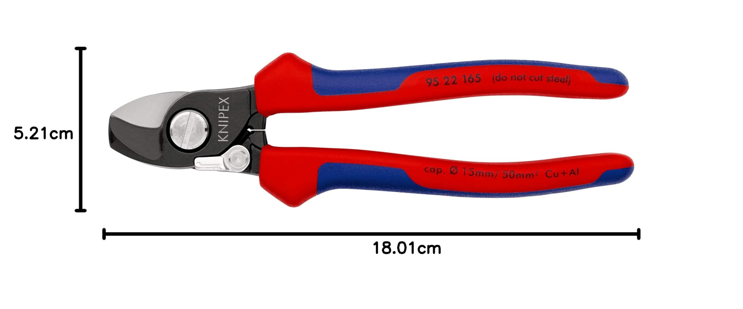 Knipex Coupe-câbles Avec ressort d'ouverture avec poignées comfortables 180 mm, 95 22 165