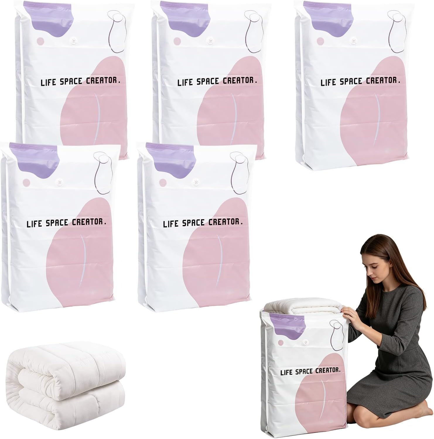2026 New Space Bags No-Pump Vacuum Storage | Reusable Vacuum Seal Storage Bags