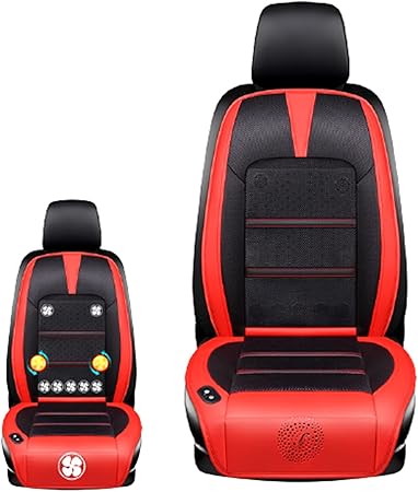 Amazon 車 シートカバー 送風 冷風 クールシート 快適シートマッサージ 機能搭載 自動起動 停止機能付き 四季冷却パッド 3段階風量調節 通気性 滑り止め シート保護 熱中症対策 暑さ対策 取付簡単 12v 24v ユニバーサルシート 12vタイプa レッド シートカバー 車