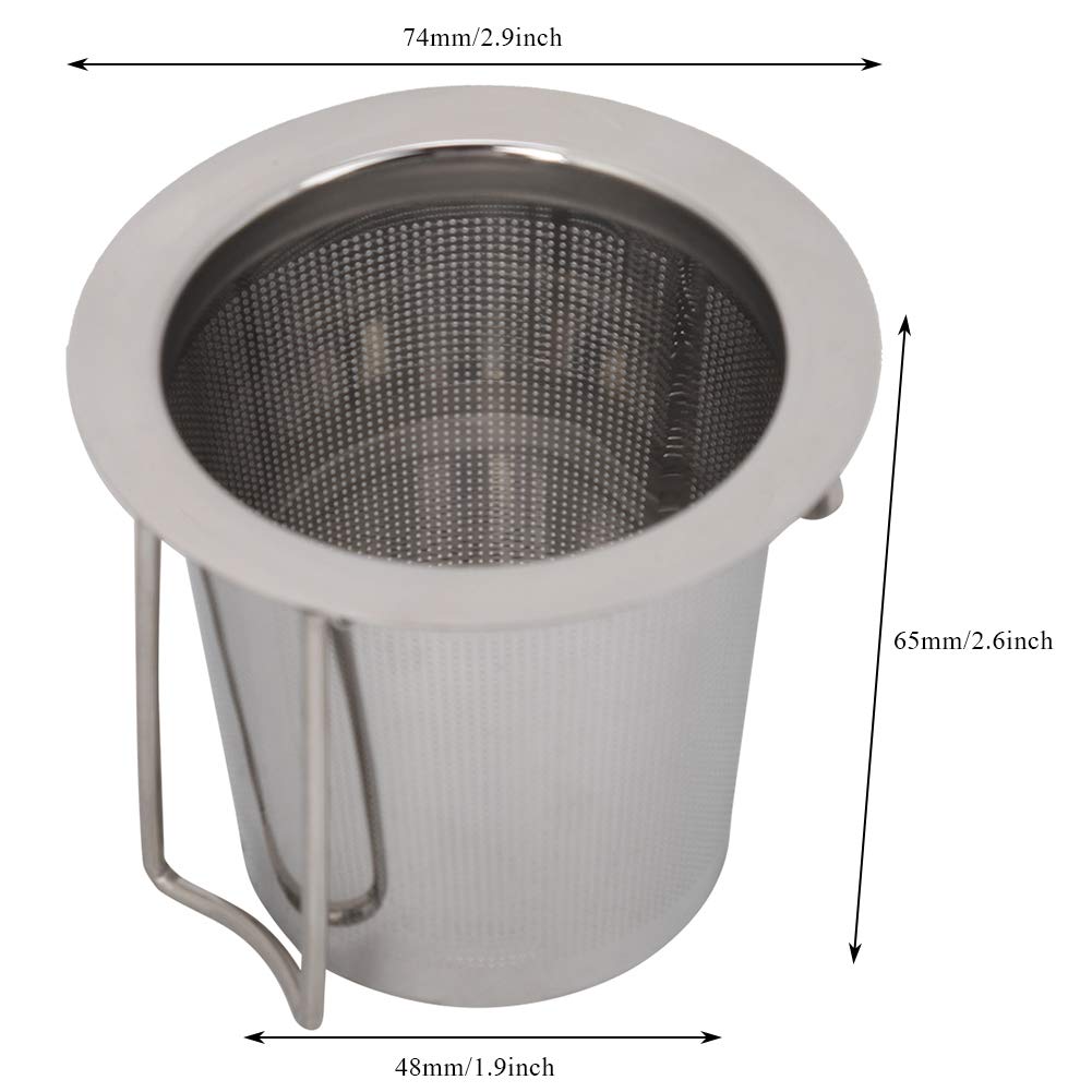 Infusor de té de malla fina de acero inoxidable Colador de té suelto Filtro plegable con tapa