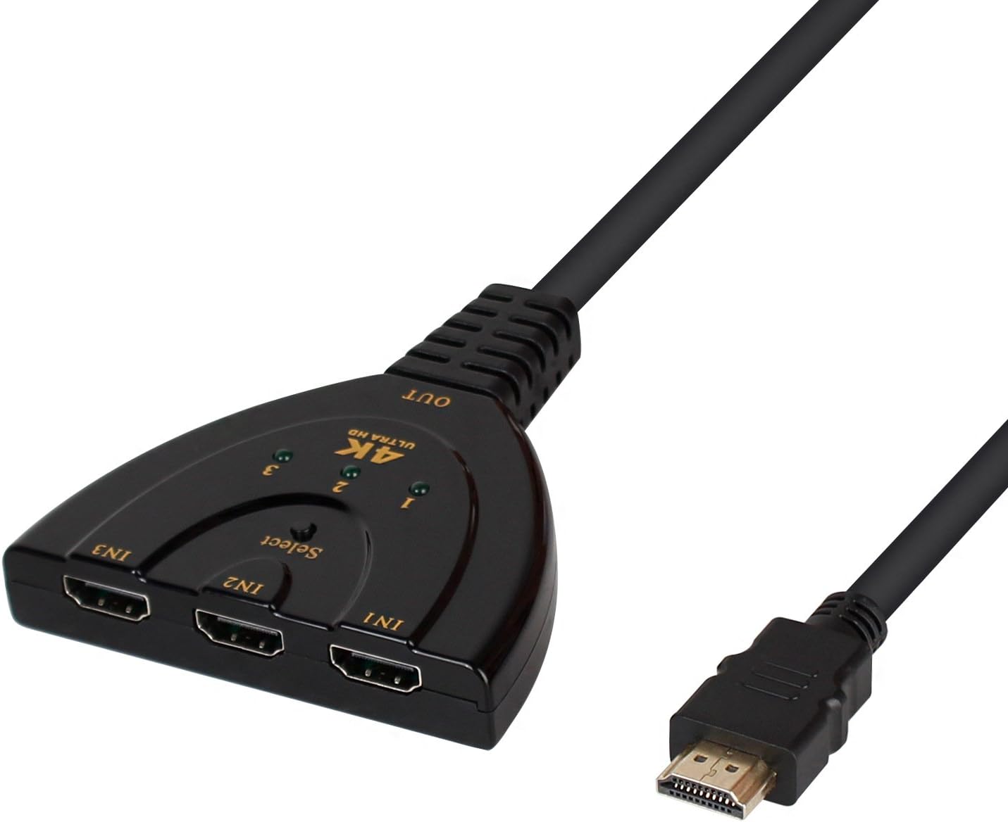 HDMI Switch 3x1 VEKEY 4Kx2K HDMI 3 in 1 out Switcher with Pigtail Cable Support HDCP 1080p 3D for Roku DirecTV PS3/4 Xbox Blu-ray