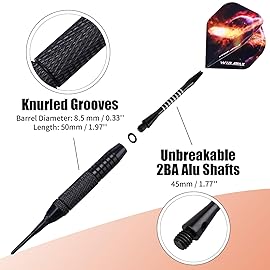 WIN.MAX Darts Plastic Tip - Soft Tip Darts Set - 12 Pcs 18 Gram with 100 Extra Dart Tips 12 Flights Flight Protectors and Wrench for Electronic Dart Board