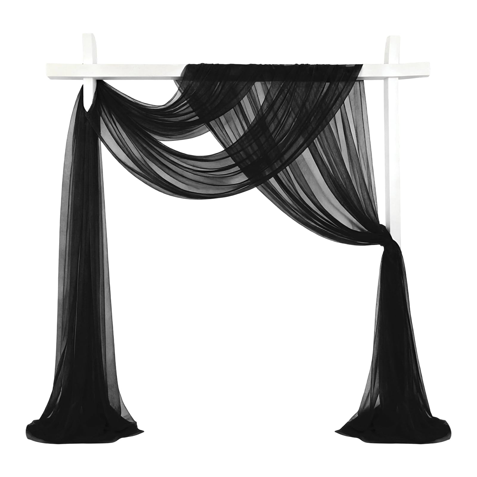 sourcing map Wedding Arch Draping Fabric, 32" x 33Ft Sheer Drapes Chiffon Fabric for Wedding, Birthday Decoration, Ceremony Archway Drapes, Black