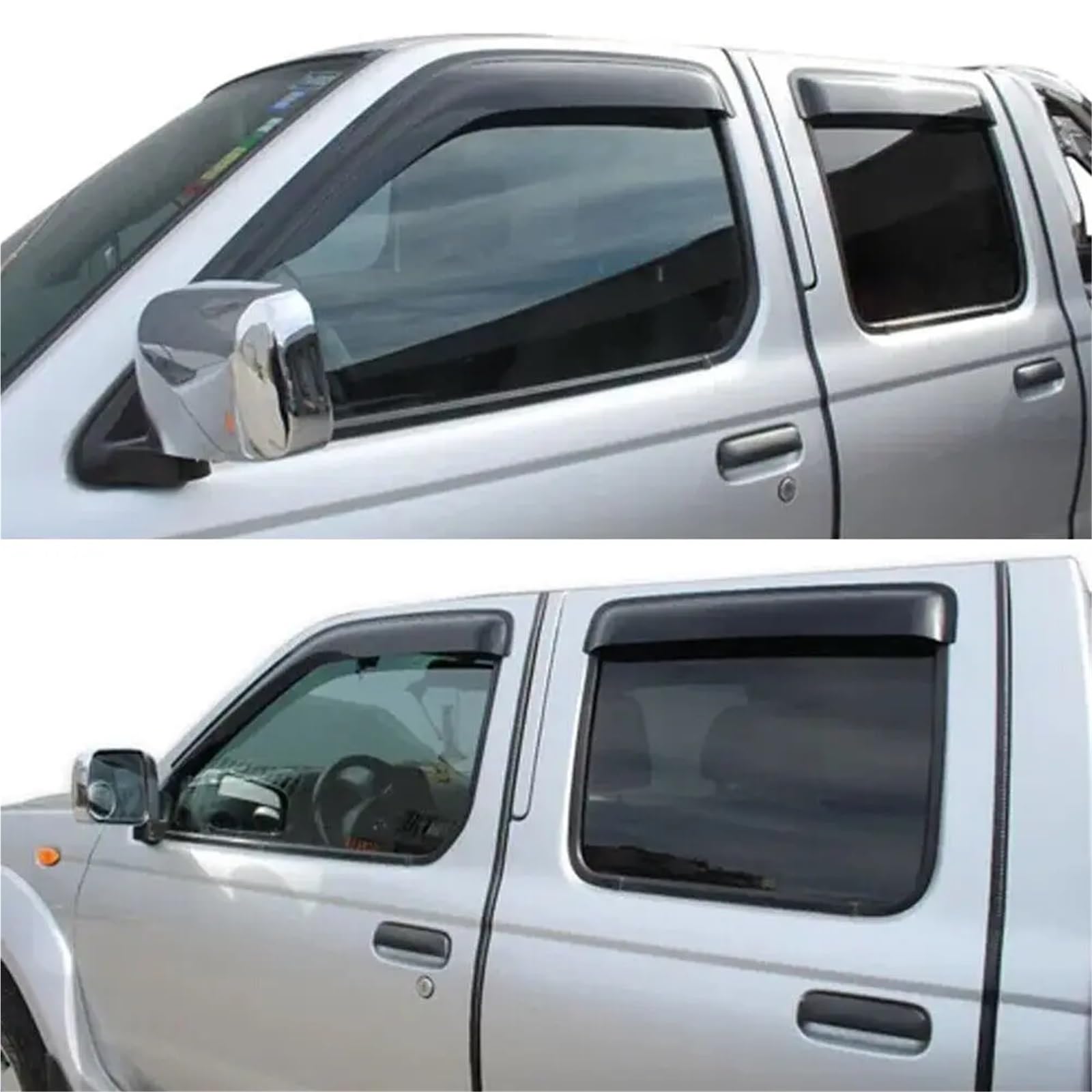osłona Car Wind Deflector Osłona szyby przedniej do Nissana Navara D22 1997-2005, podwójna kabina, stylizacja samochodu, 4 szt./zestaw, osłona przeciwsłoneczna na drzwi