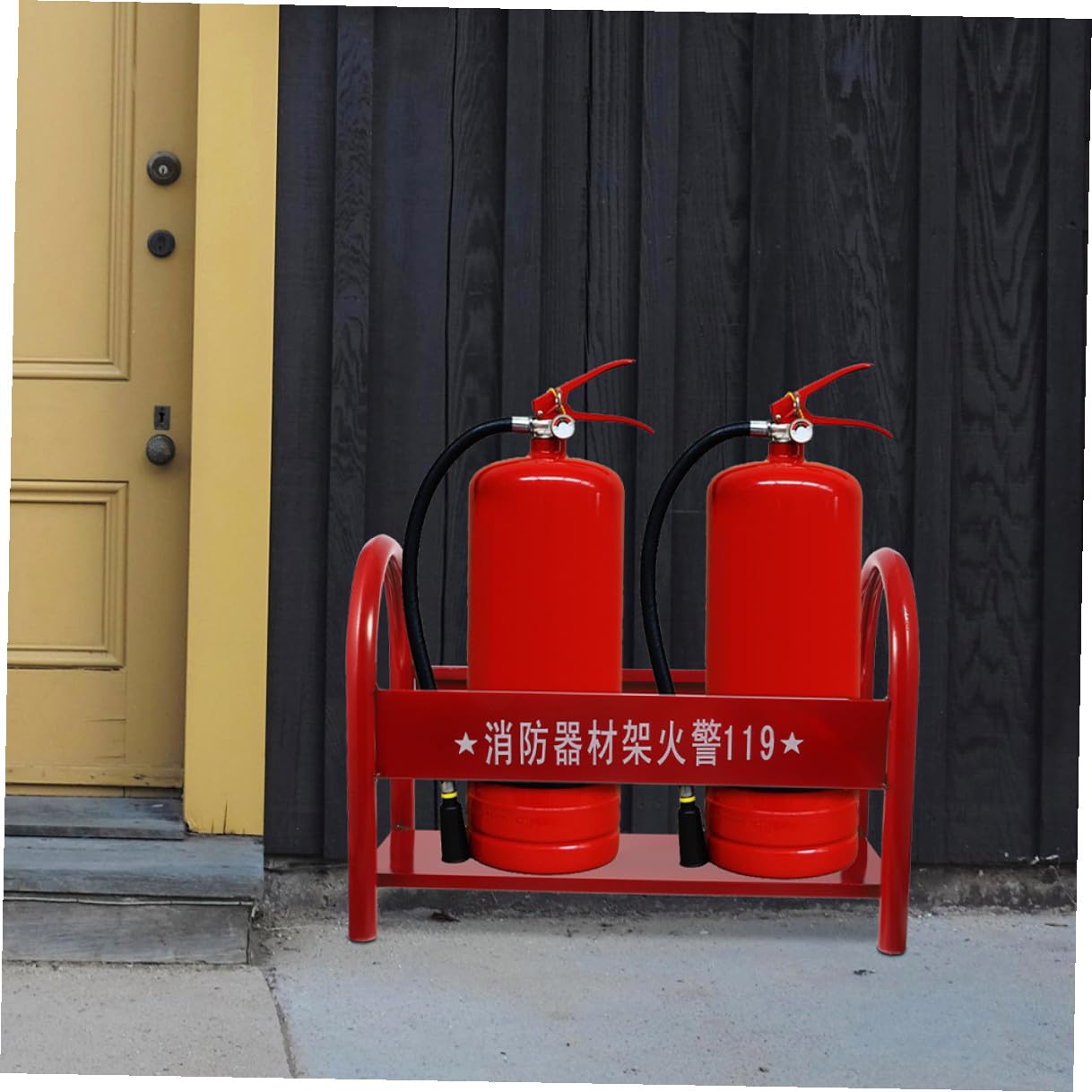 Soporte de Hierro para Extintor de Polvo Rojo de 4 Kg Base Reforzada para 2 Extintores de 2-4 Kg Soporte de Suelo Estable para Almacenamiento Organizado y Seguridad contra