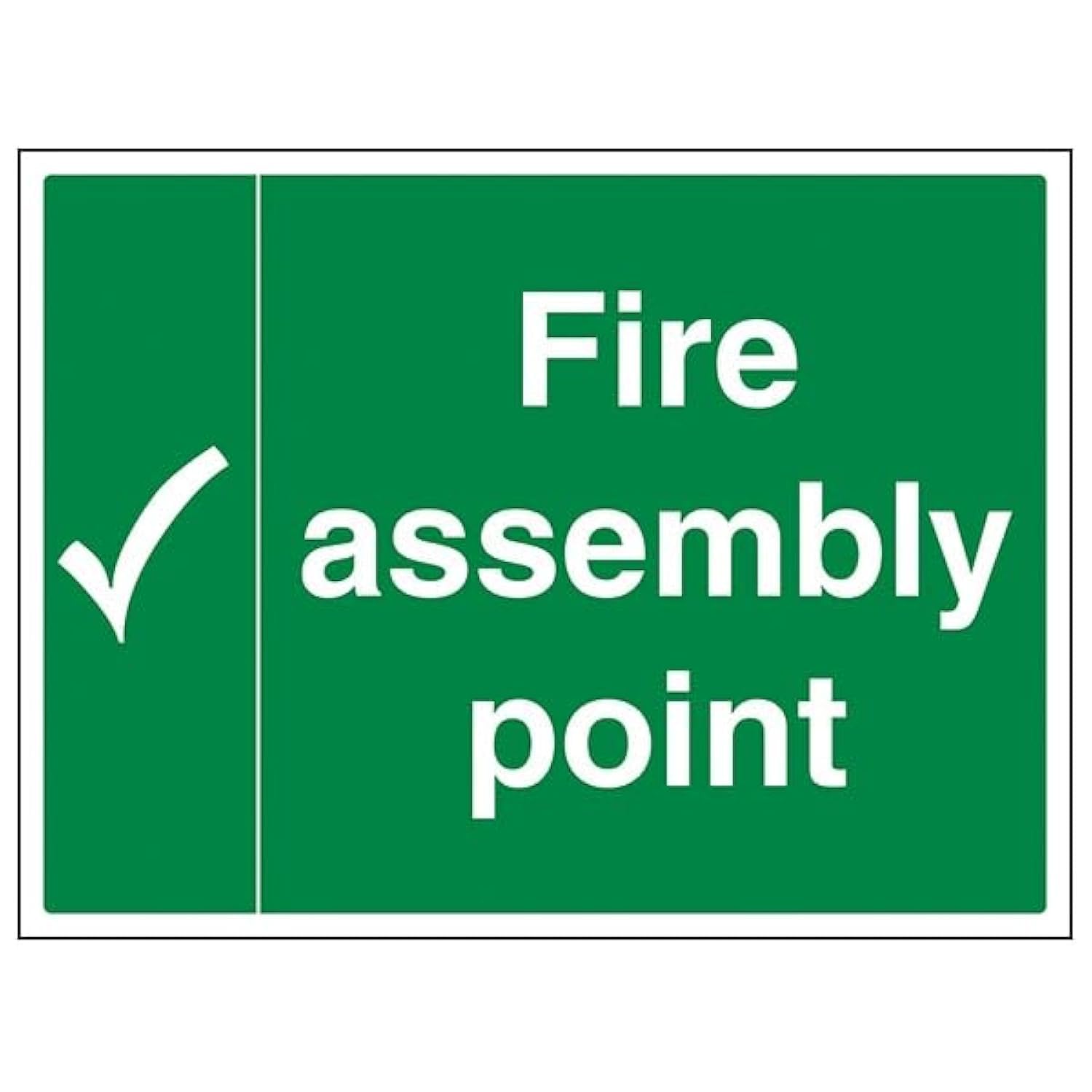 V Safety Fire Assembly Point - Señal de seguridad con garrapata, 600 x 400 mm con marco a presión