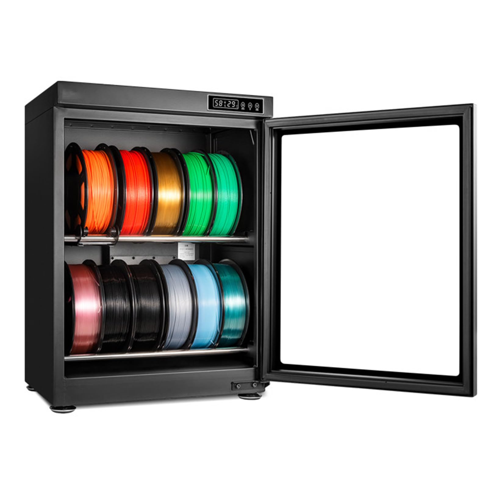 Filament Trockner für Empfindliche 3D Materialien, Aufbewahrungsbox für Nylon PC TPU, Automatische Entfeuchtung, Präziser Sensor Hält 15%-60% RH, Leise 10W