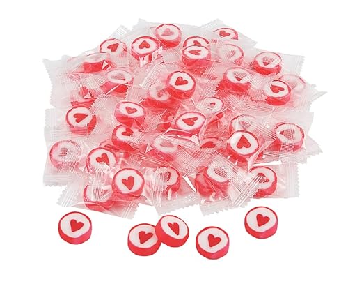 Heart Candy - Hard Candy 8 OZ Resealable Bag of Individually Wrapped Small Hard Candies (approx. 61 pcs) - Great for Office Candy - Valentines Day - Party Bags - Yummy Treats for Kids and Adults