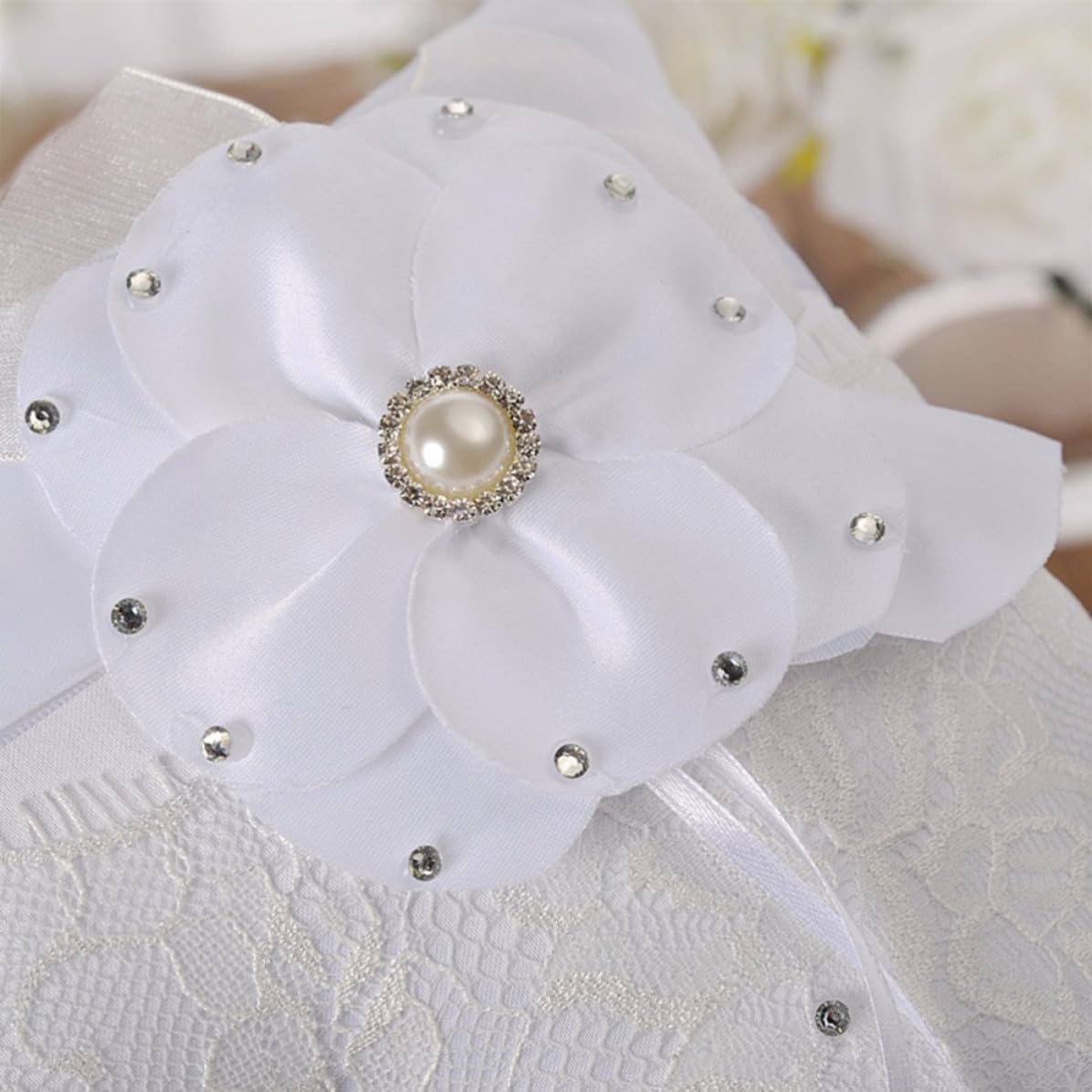 Wedding Ring Bearer Pillow 20x20cm Fabric Lace Ring Cushion