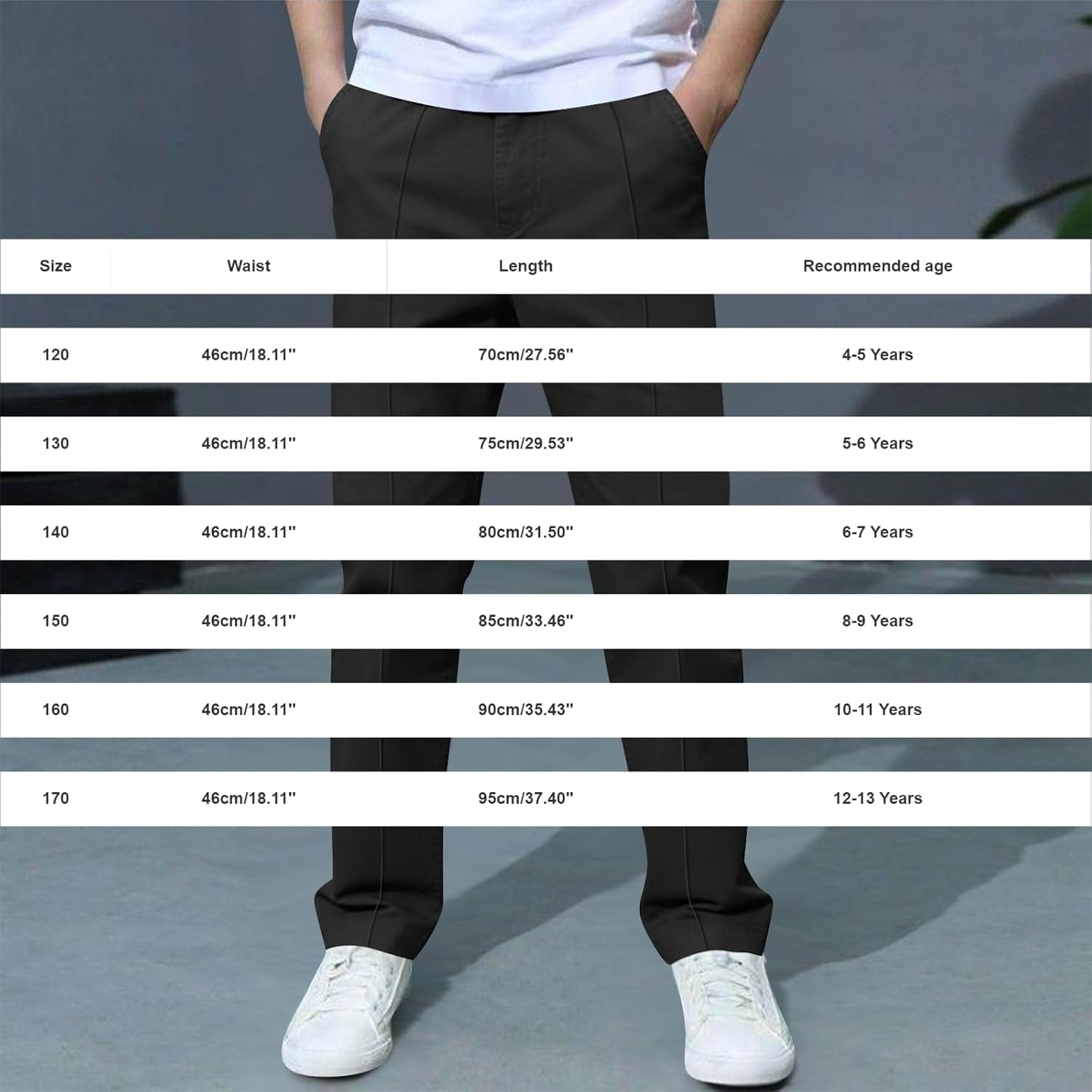 Boys Uniform Pants Elastic High Waist Back to School Dress Pants Casual Trim Slim Preppy Suit Trousers Teen Breathable