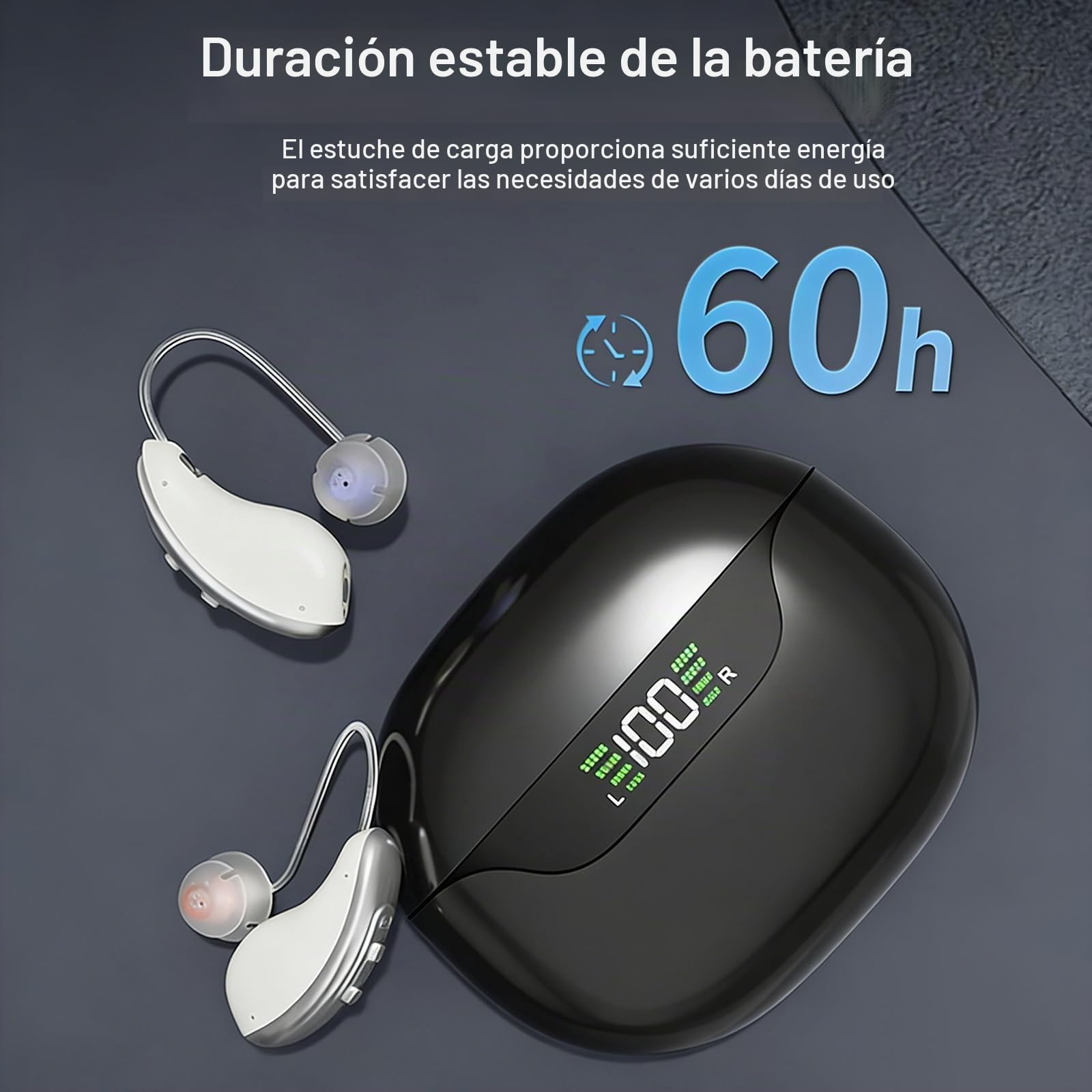 Dispositivo potenciador de sonido recargable para personas mayores y adultos, dispositivo de audio digital con control de volumen, pantalla digital HD, escucha un sonido claro, cómodo de llevar (negro