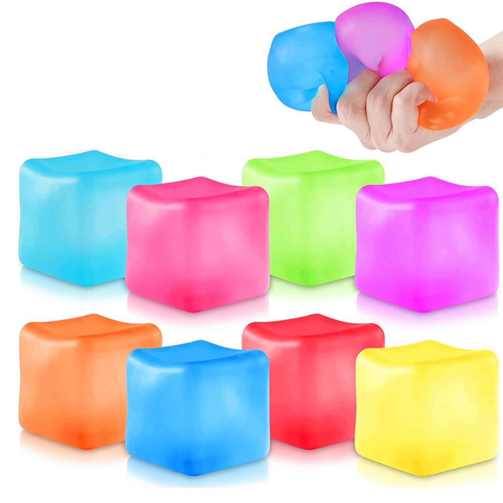 3pcs Sugar Cubes, Super Squishy Sensory Toy, Soft Squeezable Tactile Cube, Age 3+, Bright Colours, for Focus and Calm Play (Random Color)