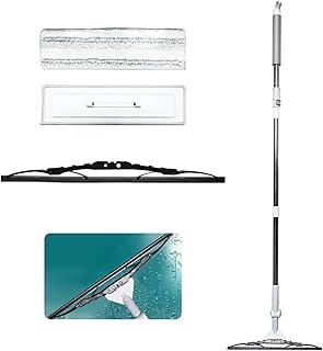 Fensterreiniger-Werkzeug, 152,4 cm, Teleskop-Fensterwaschausrüstung mit 360-Grad-drehbarem Kopf, Fensterreinigungswerkzeuge für Innen- und Außenfenster und Autoglas (Grau, 152,4 cm Griff mit 38,1 cm