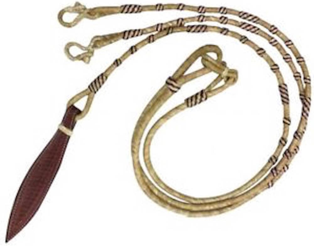 Western Horse Rawhide Romal Reins With Leather Popper