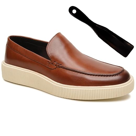 Turunelli Calçados Kit Sapato Masculino Loafer Konna Whisky + Calçadeira | Couro Bovino Legítimo | Palmilha em Gel | Solado Leve | Conforto e Elegância | Tamanhos 37–44