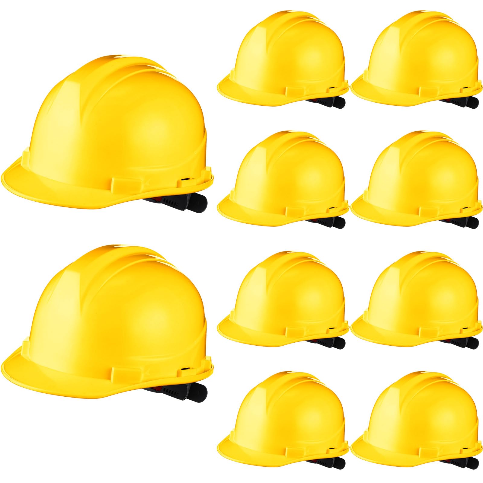 Leumoi 10 Pcs Suspension Hard Hat, Construction Hard Hat for Safety, Ratchet Cap Style with Self Adjusting Crown Straps for Man Woman