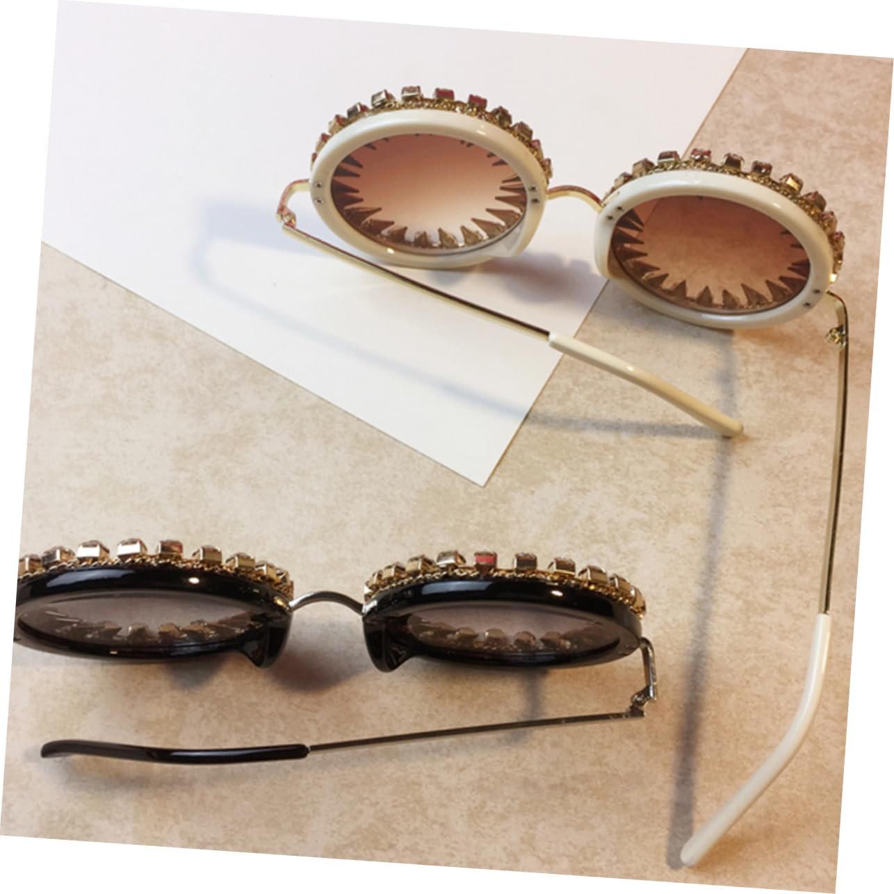 Holibanna 1Set Vintage Rivet Sunglasses for Women Rhinestone Eyewear Stylish Photo Prop for Parties and Festivals Durable Frame Lightweight Easy to Carry