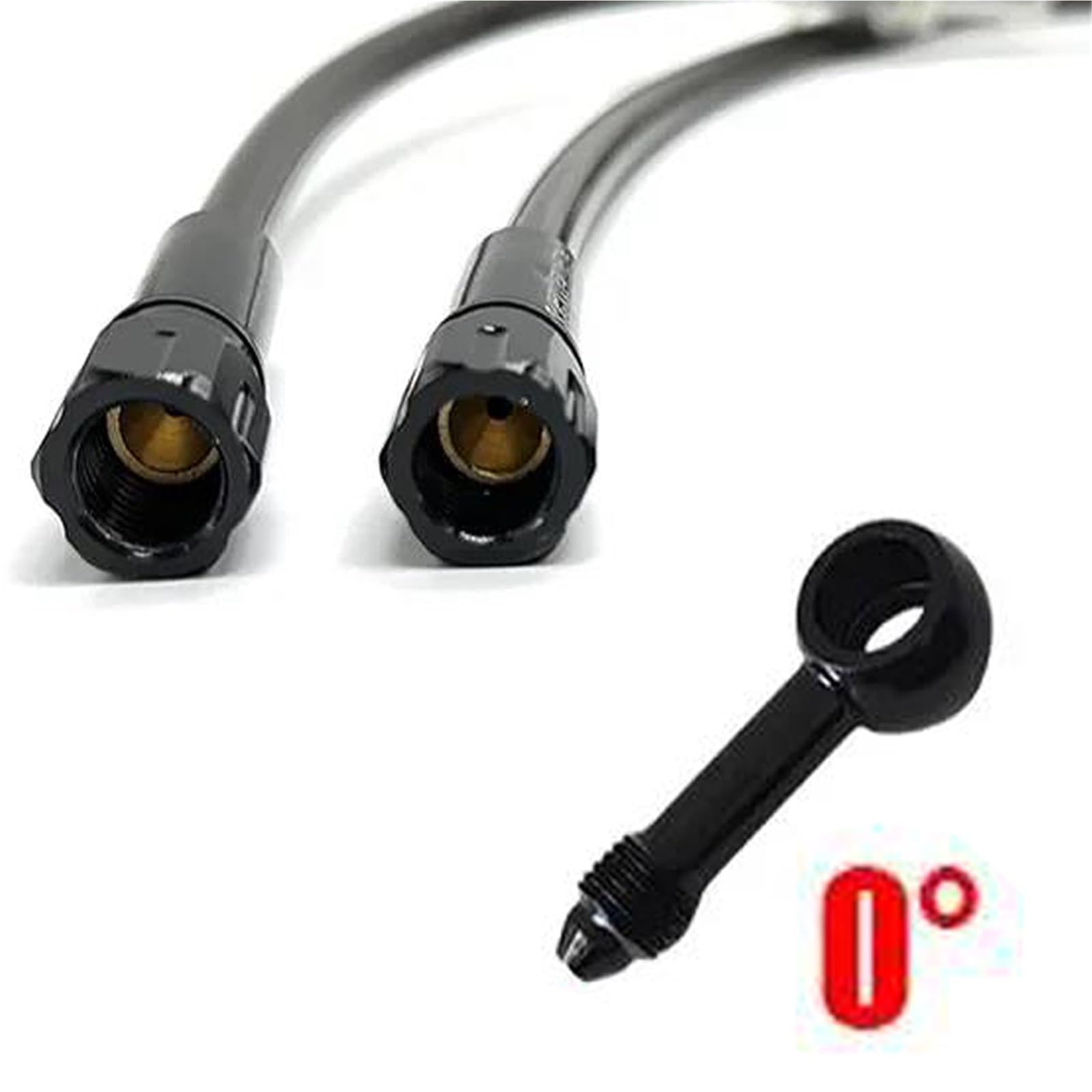 Conduite de Frein Durite De Frein Tressée AN3 M10 pour Moto (0°-0°) Accessoires : d'embrayage Hydraulique, Maître-Cylindre, Flexible(2500mm)