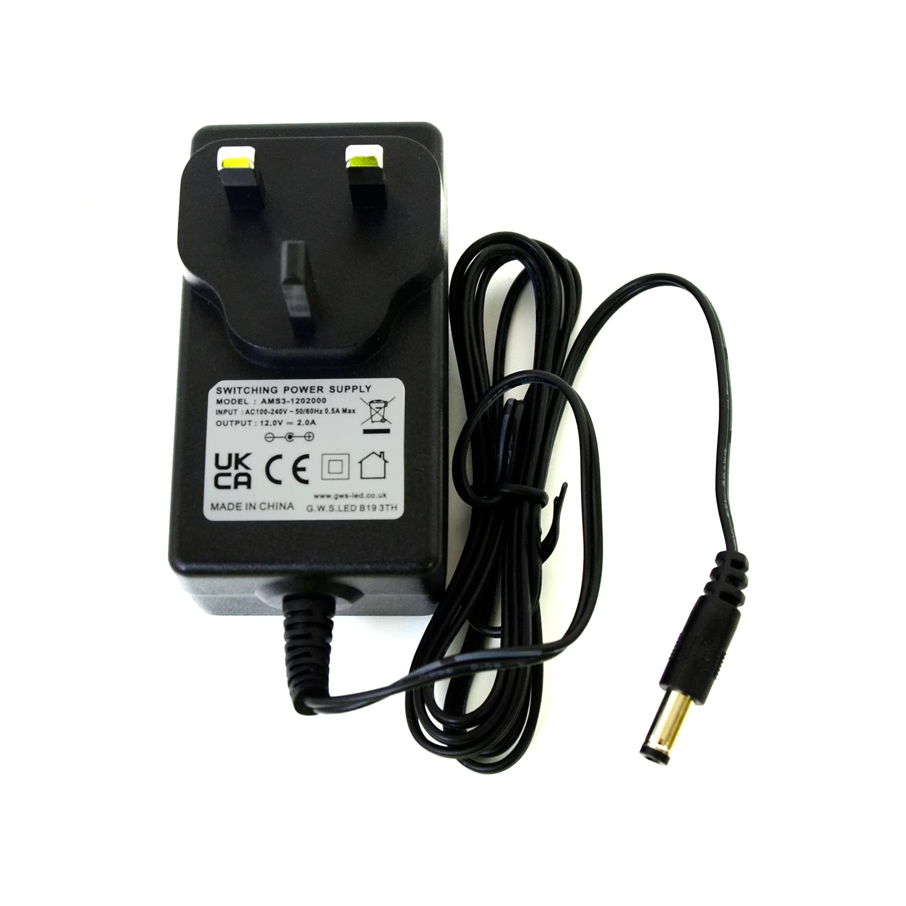 G.W.S® AC 100-240V AC to DC 12V 2A 24W LED Power Supply Adapter 2.5mm x 5.5mm Jack UK Plug for DIY LED Strips, CCTV Camera