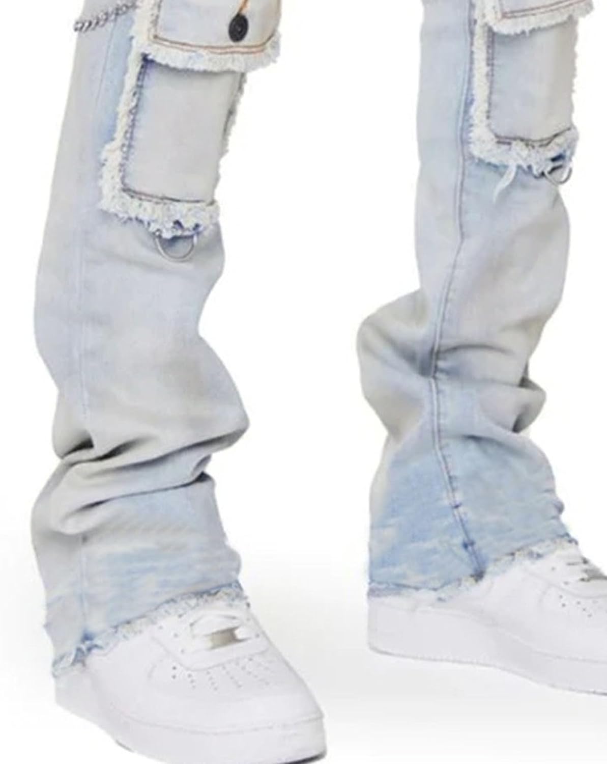 Men's Moto Biker Multiple Pockets Slim Jeans Hip hop Tapered Leg Tight Fit Denim Jean Skinny Practical Punk Gothic Jean