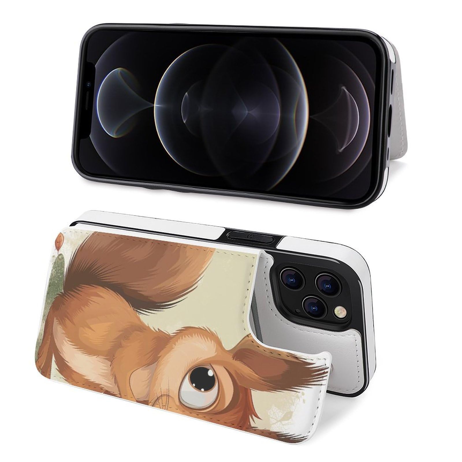 Fundas tipo cartera para iPhone 12 Pro Max, diseño de dibujos animados de ardilla con estampado artístico de ardilla, funda de piel con ranuras para tarjetas
