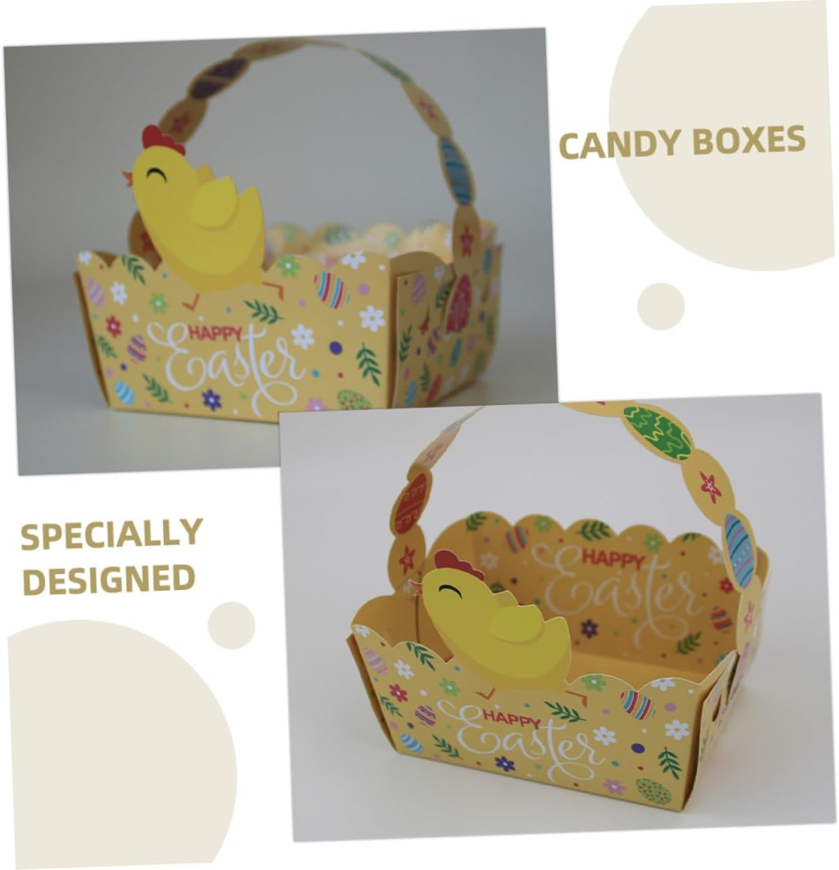 WOFASHPURET Easter Candy Boxes 50pcs Handheld Paper Basket Sweets Container Portable Candy Storage Case Party Favor Wrapping Box for Holiday Treats image 4