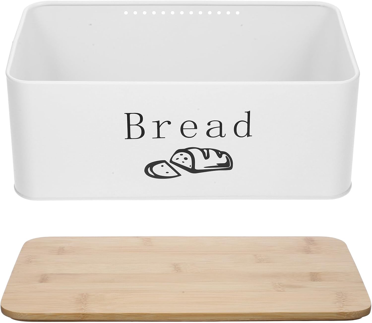 BESPORTBLE Breathable White Bread Box for Kitchen Countertop, Carbon Steel Bread Organizer with Lid, Dustproof Food Storage Container for Bakery and Pantry Use