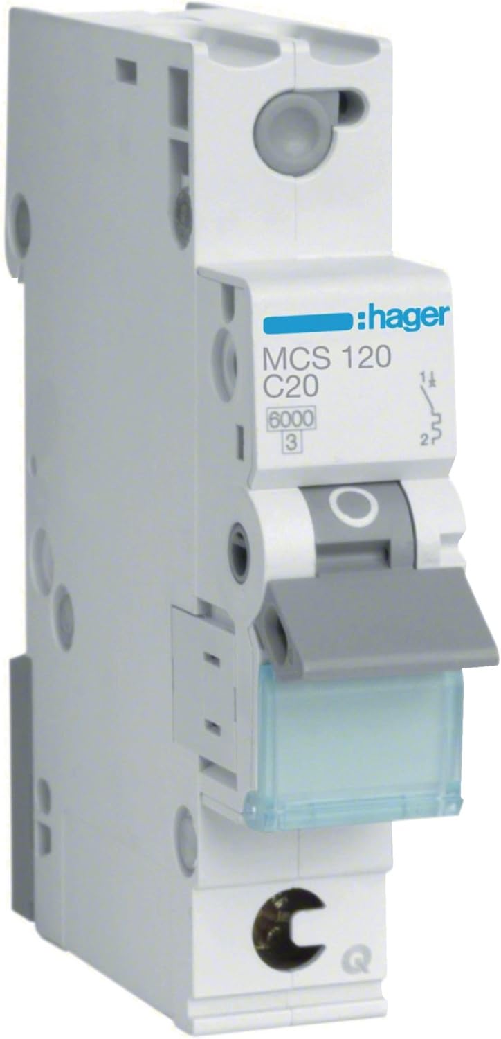 Автоматичний вимикач Hager MCS120 1-полюсний C20A 6kA QC 1M, 500 В, різнокольоровий [Клас енергоспоживання B]