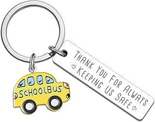 Bus Driver Appreciation Gifts for Men Women School Bus Driver Gifts for Birthday Retirement Thank You Gift for Buses Drivers Thank You for Always Keeping Us Safe Keychain