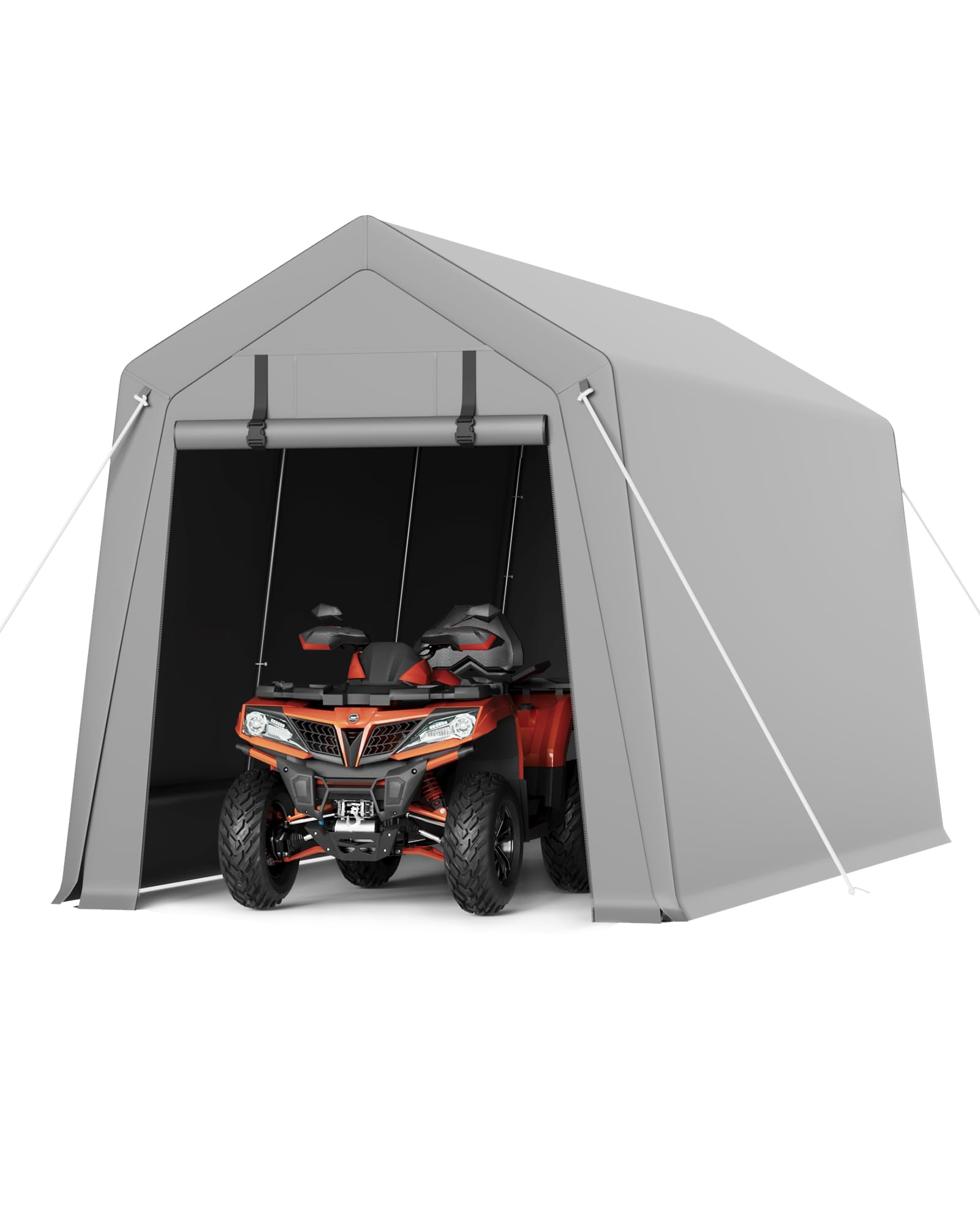 Garvee Heavy Duty Garden Storage Shed 300x450cm, Waterproof Outdoor Shelter for Motorbike & Bike Storage | Portable Metal Frame Tent for Garden Tools, Mobility Scooter, Bins & Firewood – Grey, 10x15FT