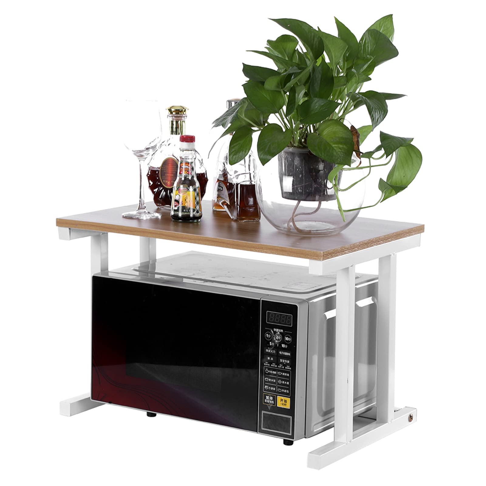 Dioche Mensola per forno a microonde, pittura in ferro inox + pannello ecologico, tostapane da cucina, tostapane da cucina, griglia per risparmio di spazio, 57 x 38 x 35 cm (bianco)