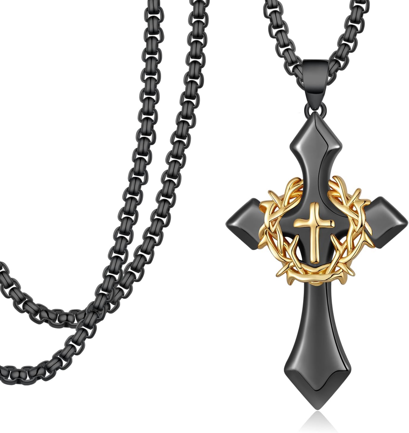 Cross Necklace 925 Sterling Silver Cross Necklace With Crown Cross and Crown Necklace Christian Jewelry Gifts for Men