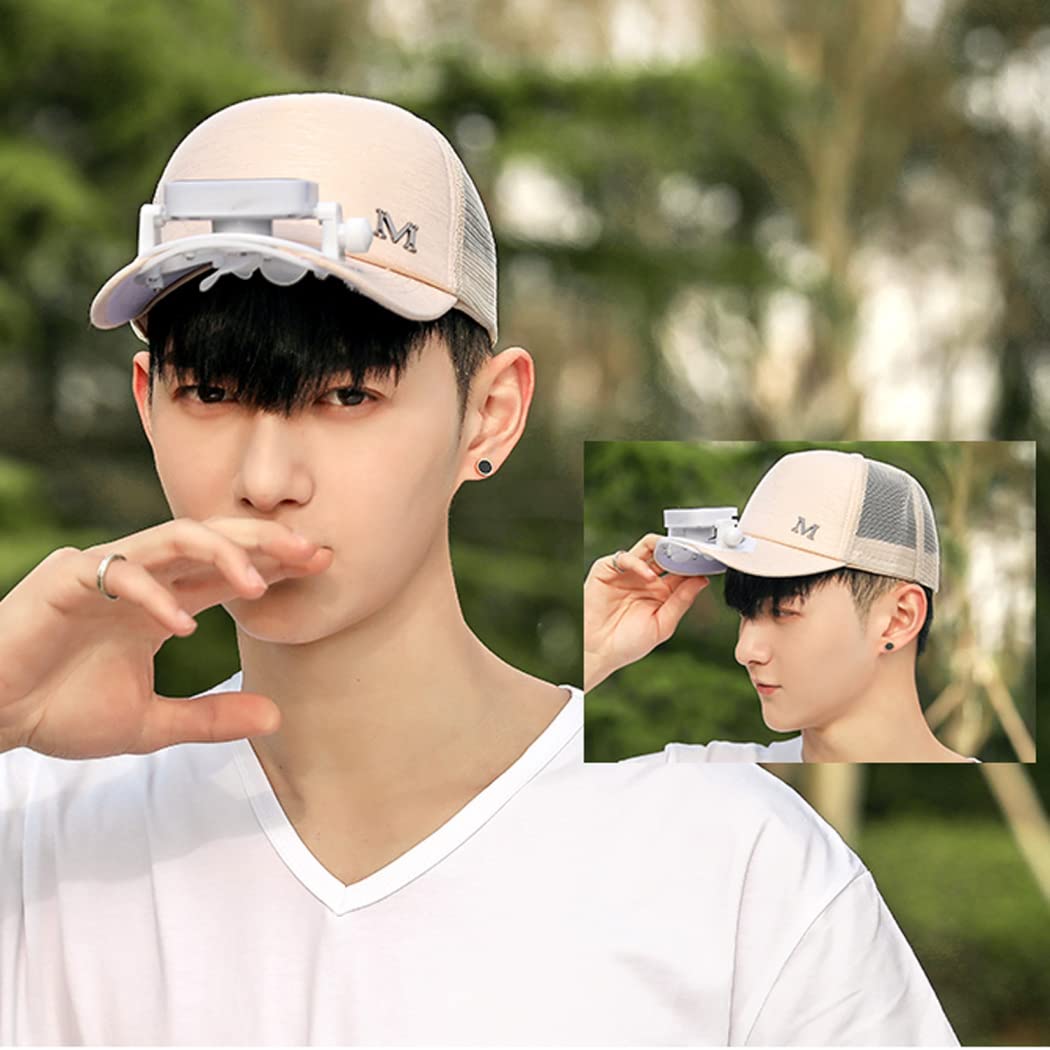 BOTOWI Gorra de béisbol unisex con ventilador solar, protección UV de verano para mujeres/hombres, sombreros de pesca para correr, alimentación solar/carga USB, beige, talla única