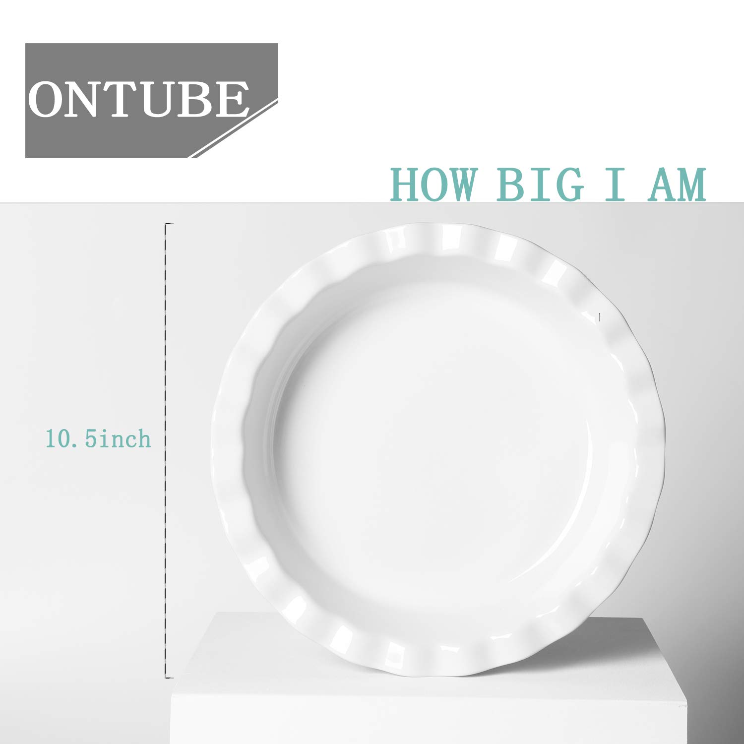 ONTUBE Molde para tartas de cerámica de 25 cm para tartas, latas redondas para hornear, apto para horno, juego de 2 unidades (blanco crema)
