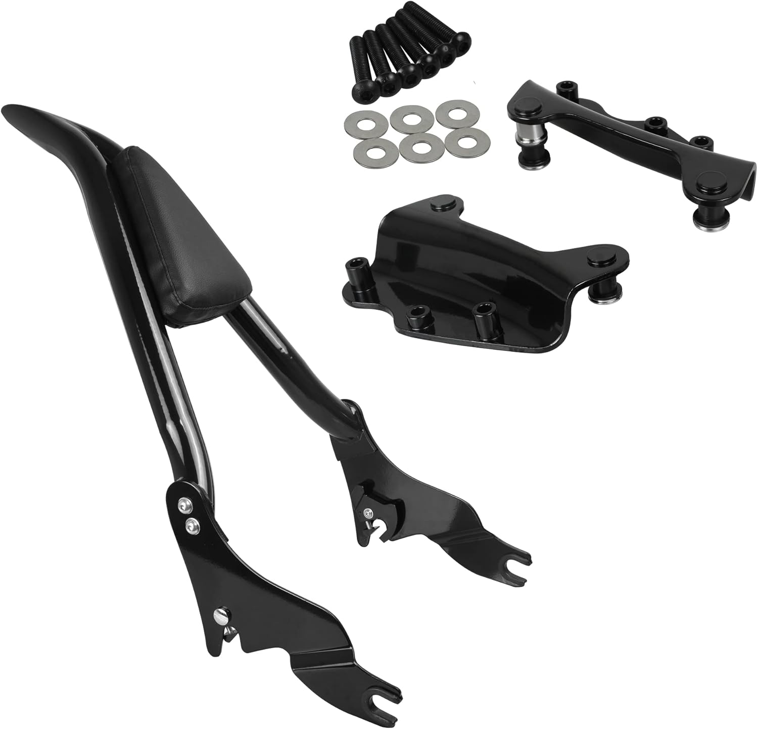 Detachable Adjustable 24” Sissy Bar Passenger Backrest Compatible with Harley Touring Street Glide Road Glide Road King Electra Glide 2009-2025 Gloss Black