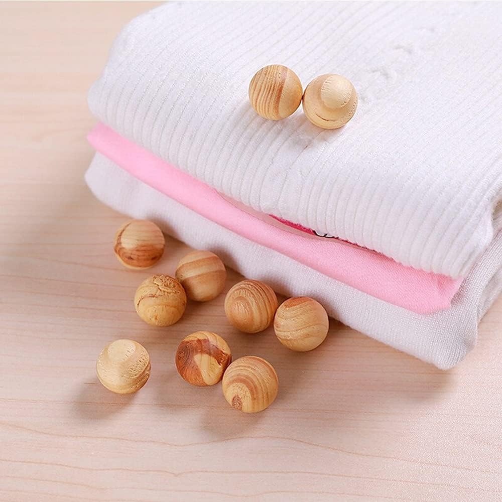 30pcs Cedar Blocks for Clothes Storage Natural Aromatic Cedar Balls Closet Freshener Clothes Protection Mustiness Prevention with Satin Bag, Small
